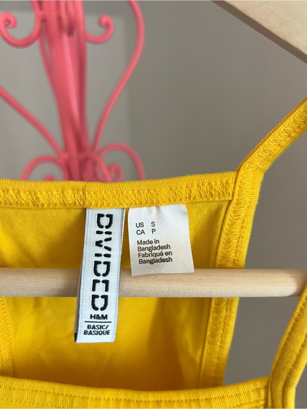 H&M Bright Yellow Razor Back Cropped tank - Picture 3 of 4